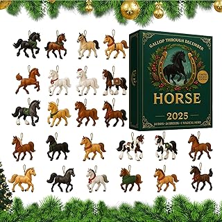 Calendrier De L'Avent Sur Le Thème Du Cheval 2025,Décor Pendentif 2D Noël 2025 - Calendrier Ornement Cheval Des Fetes | Pour Collectionneurs Interieur Voiture Fete Entree Anniversaire