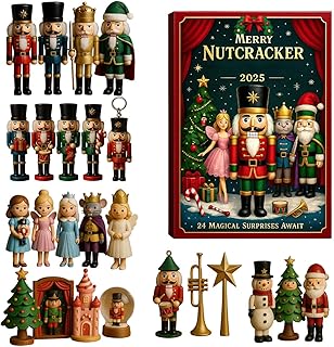 Calendrier de l'Avent en forme de casse-noisette - 2025 - En acrylique - Décoration de Noël - Compte à rebours - Pour voiture, maison, dortoir d'étudiant, cheminée, chambre et salon