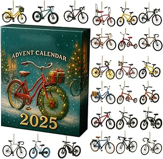 Calendrier Publicitaire 2025 Sur Le Thème Du Vélo - Compte À Rebours De Noël De 24 Jours Avec 24 Pendentifs De Vélo, Boîte Cadeau Au Design Moderne Et Vintage Avec Vélos Miniature - Cadeau Festif